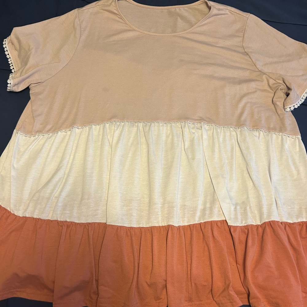 SHEIN Curve 4XL Orange and Cream Blouse